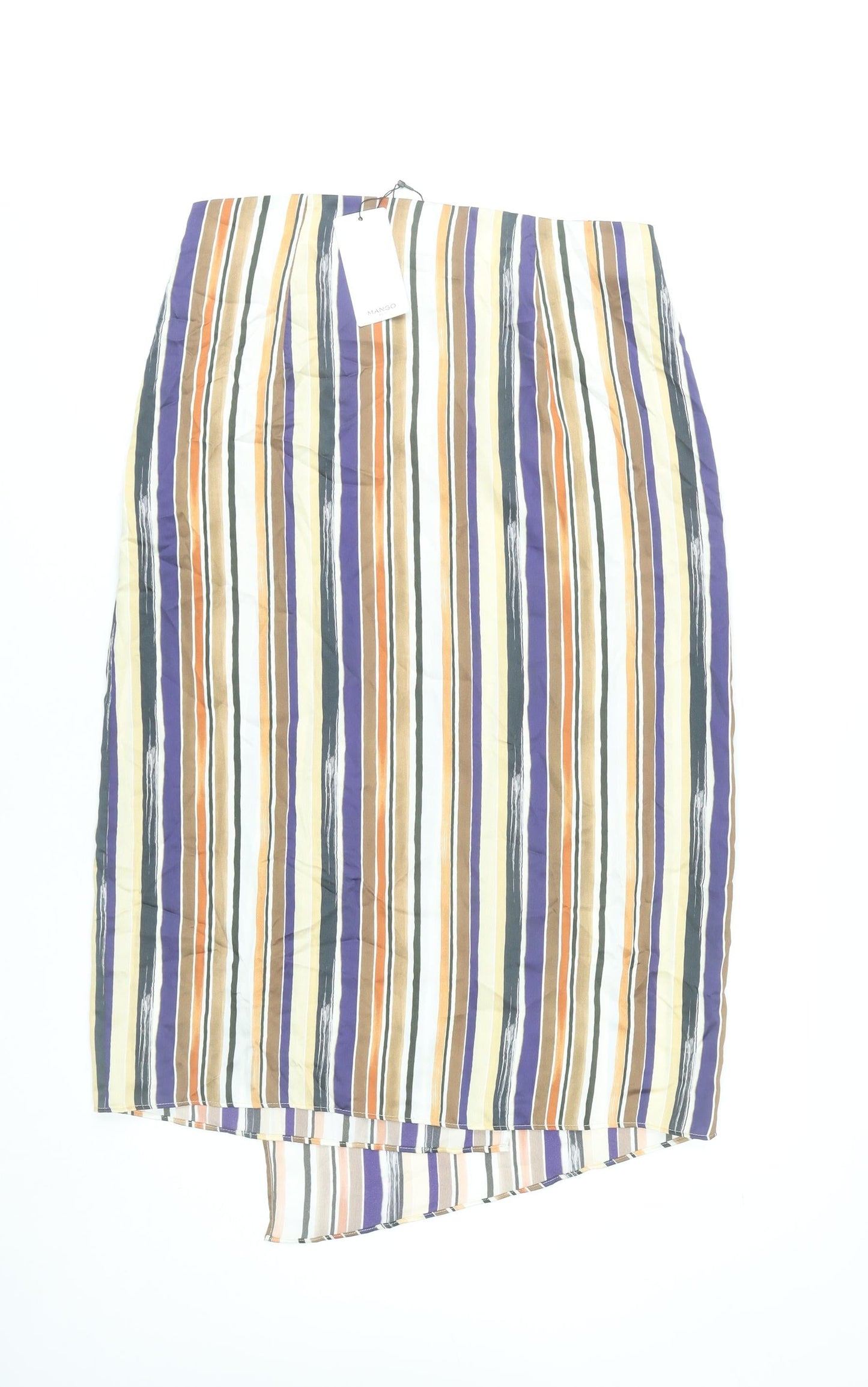 Mango Women’s Multicoloured Stripe Wrap Midi Skirt Size 14