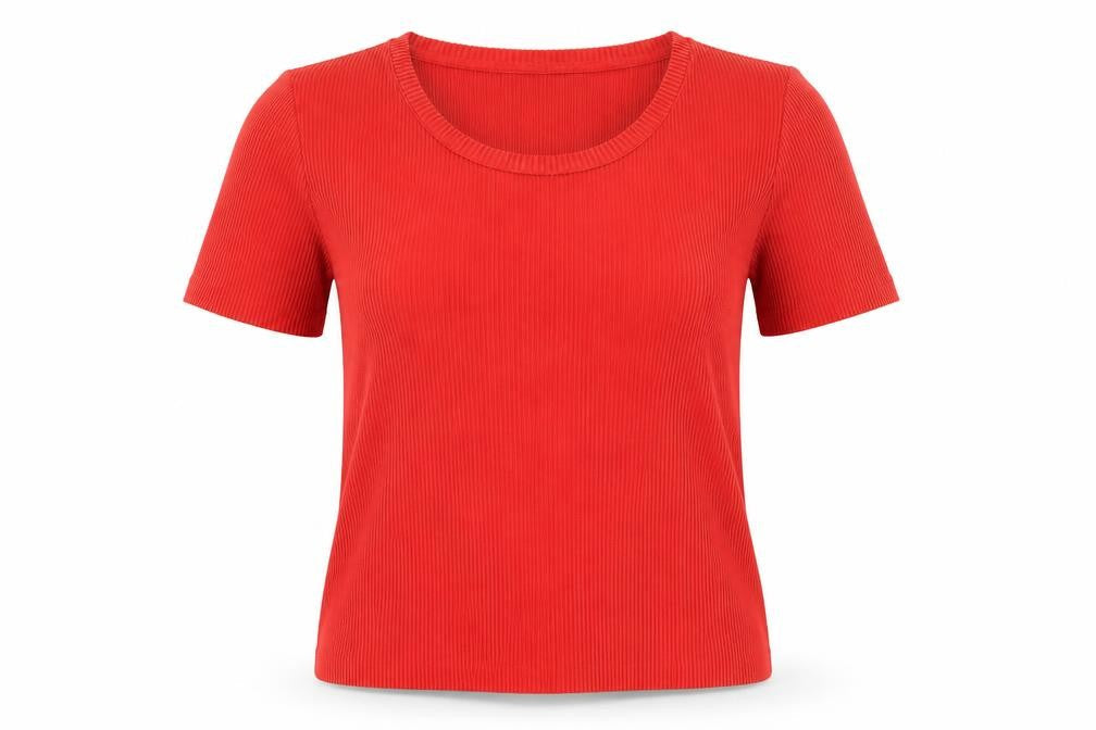 & Other Stories Women Red Size 6 Short Sleeve Scoop Neck T-Shirt
