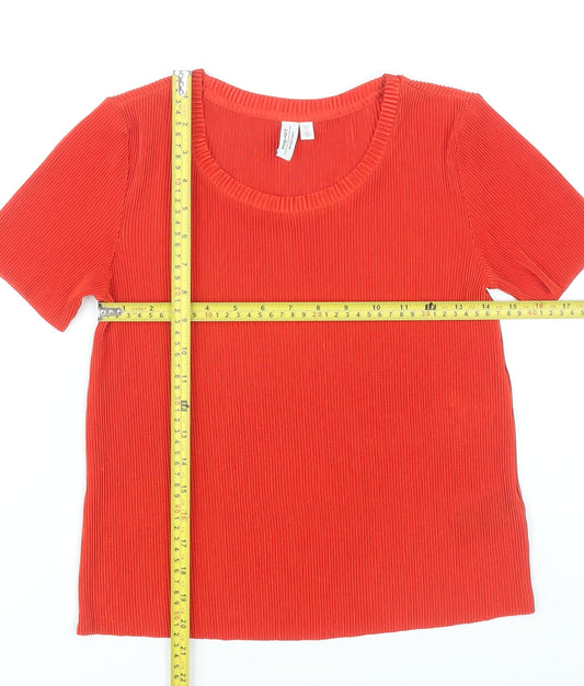 & Other Stories Women Red Size 6 Short Sleeve Scoop Neck T-Shirt