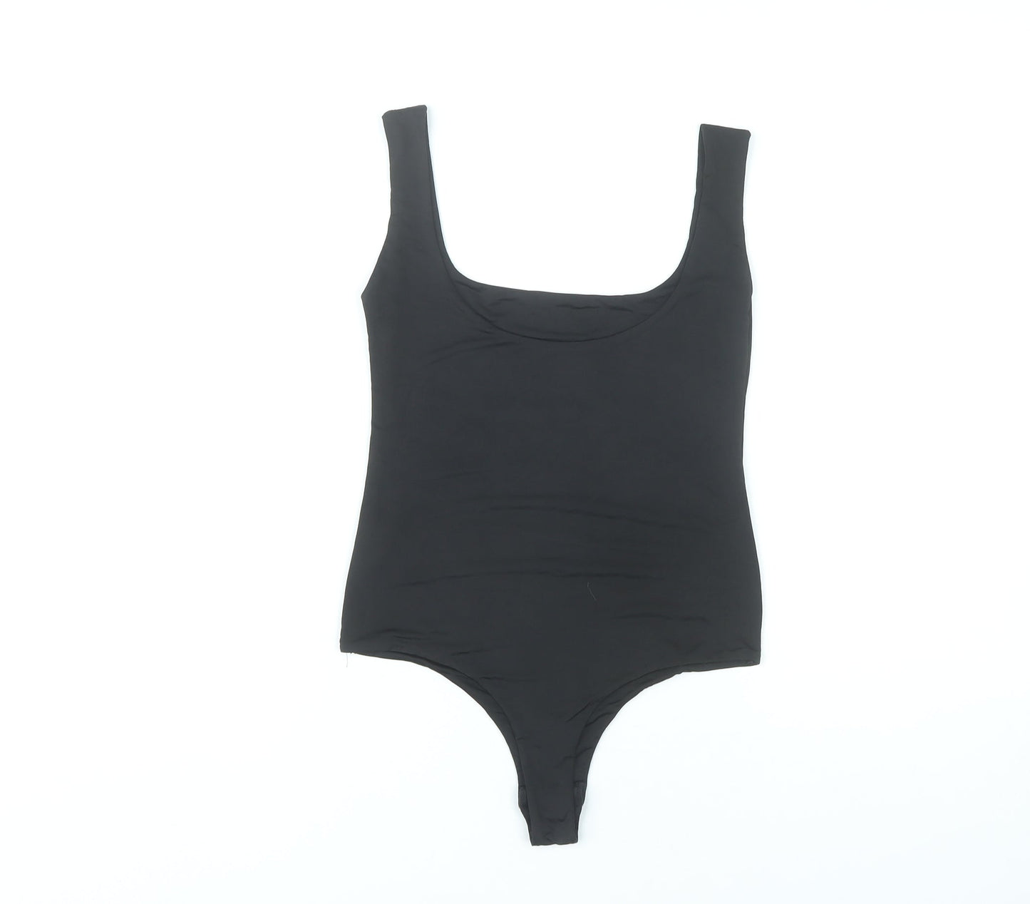 PrettyLittleThing Women Black Bodysuit UK 10 Slim Fit Scoop Neck