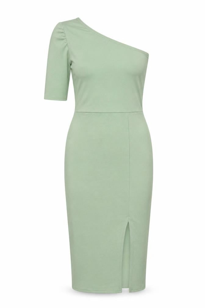 PrettyLittleThing Women’s Green One Shoulder Bodycon Midi Dress Size 8