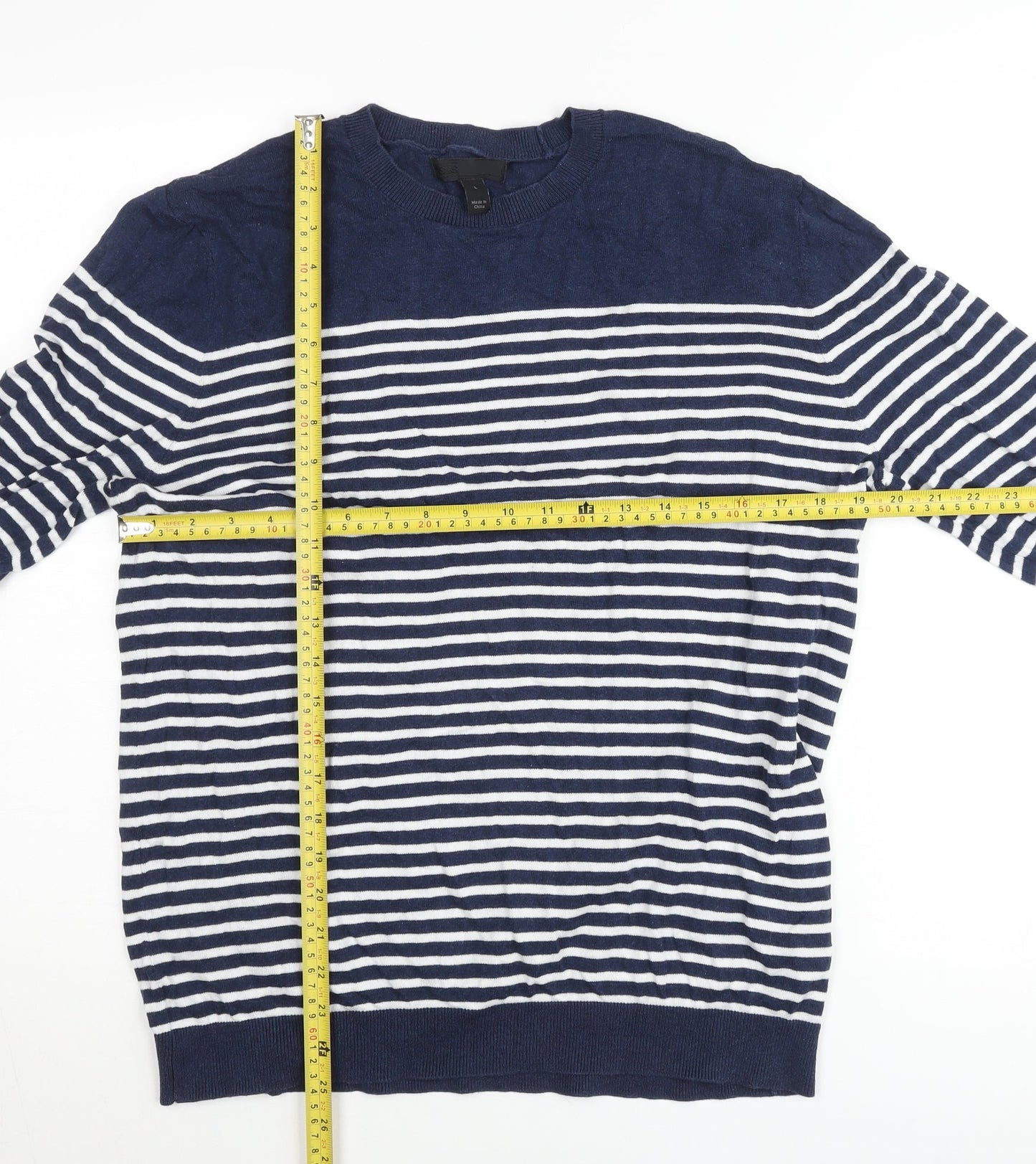 ASOS Women’s Blue Striped Crew Neck Cotton Jumper Size L