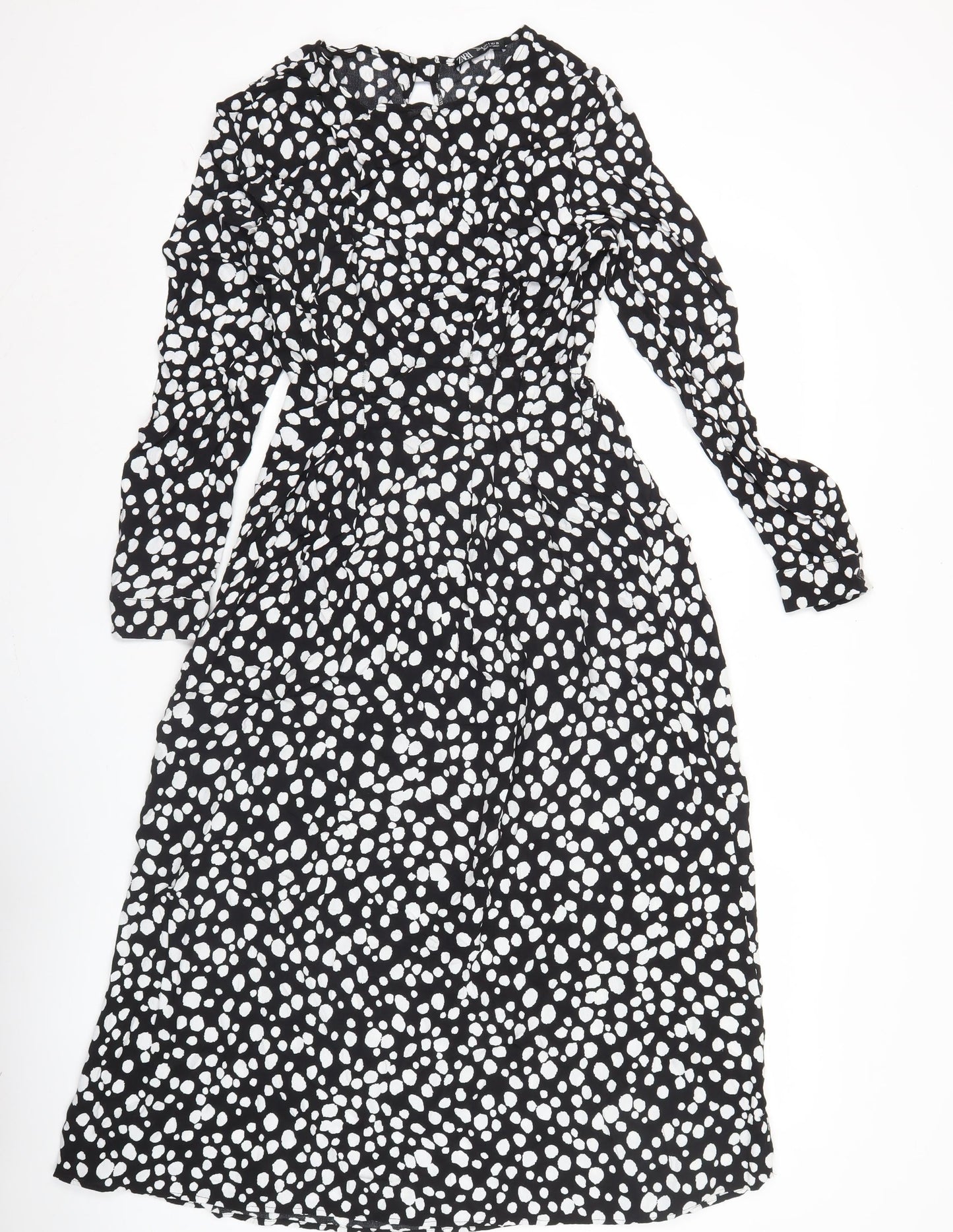 Zara Women’s Black Polka Dot Midi A-Line Dress Size S