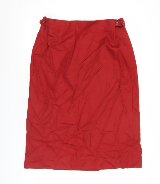 DAKS Women Red Size 18 Pencil Midi Skirt Business Vintage
