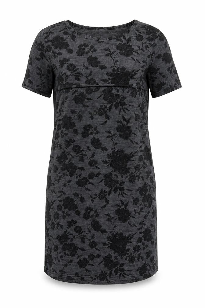 Warehouse Women’s Grey Floral Shift Dress Size 10 Short Sleeve