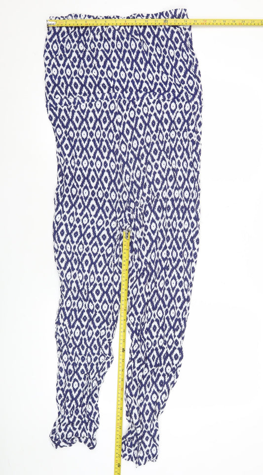 Debenhams Women’s Blue Geometric Sleeveless Wide-Leg Jumpsuit Size 12