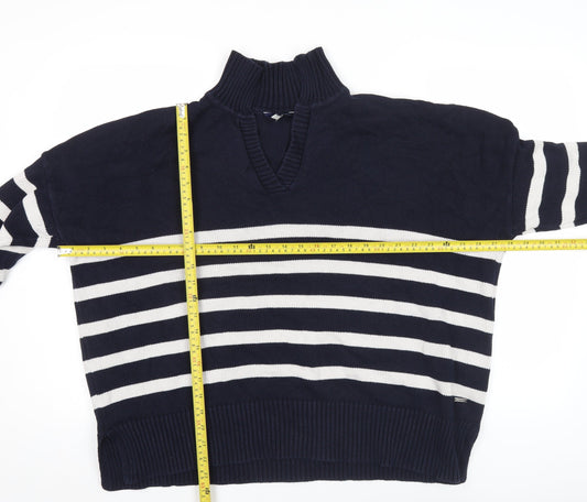 Joules Women’s Blue Striped Cotton V-Neck Jumper Size 20