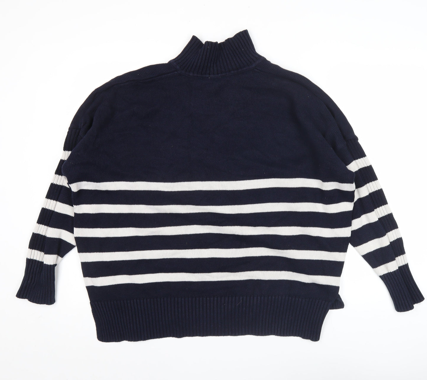 Joules Women’s Blue Striped Cotton V-Neck Jumper Size 20