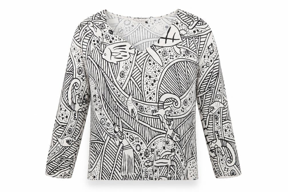 New Sensation Women’s Multicoloured Long Sleeve V-Neck Top S