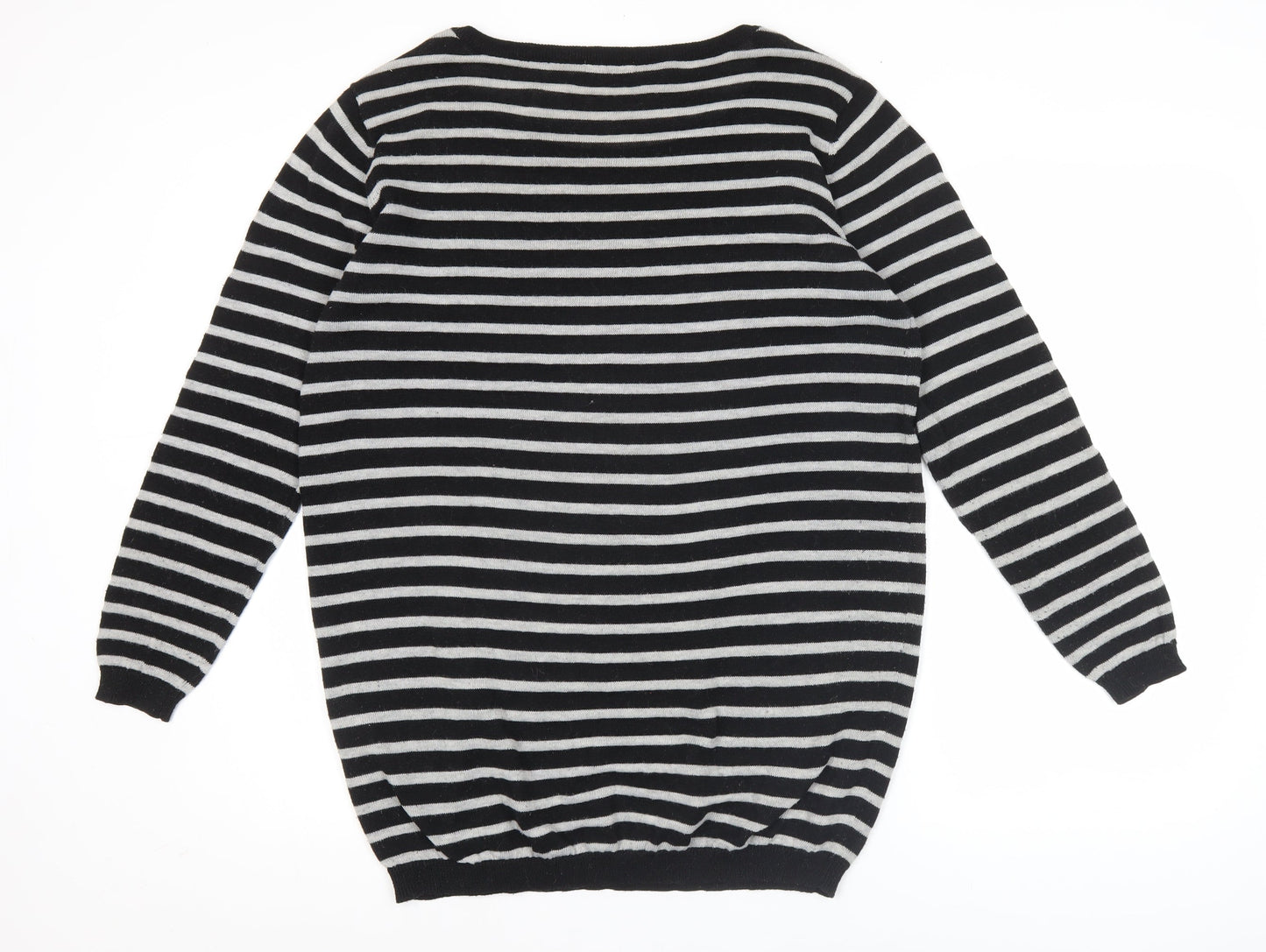 Jacqueline de Yong Womens Black Striped Pullover Jumper Size M