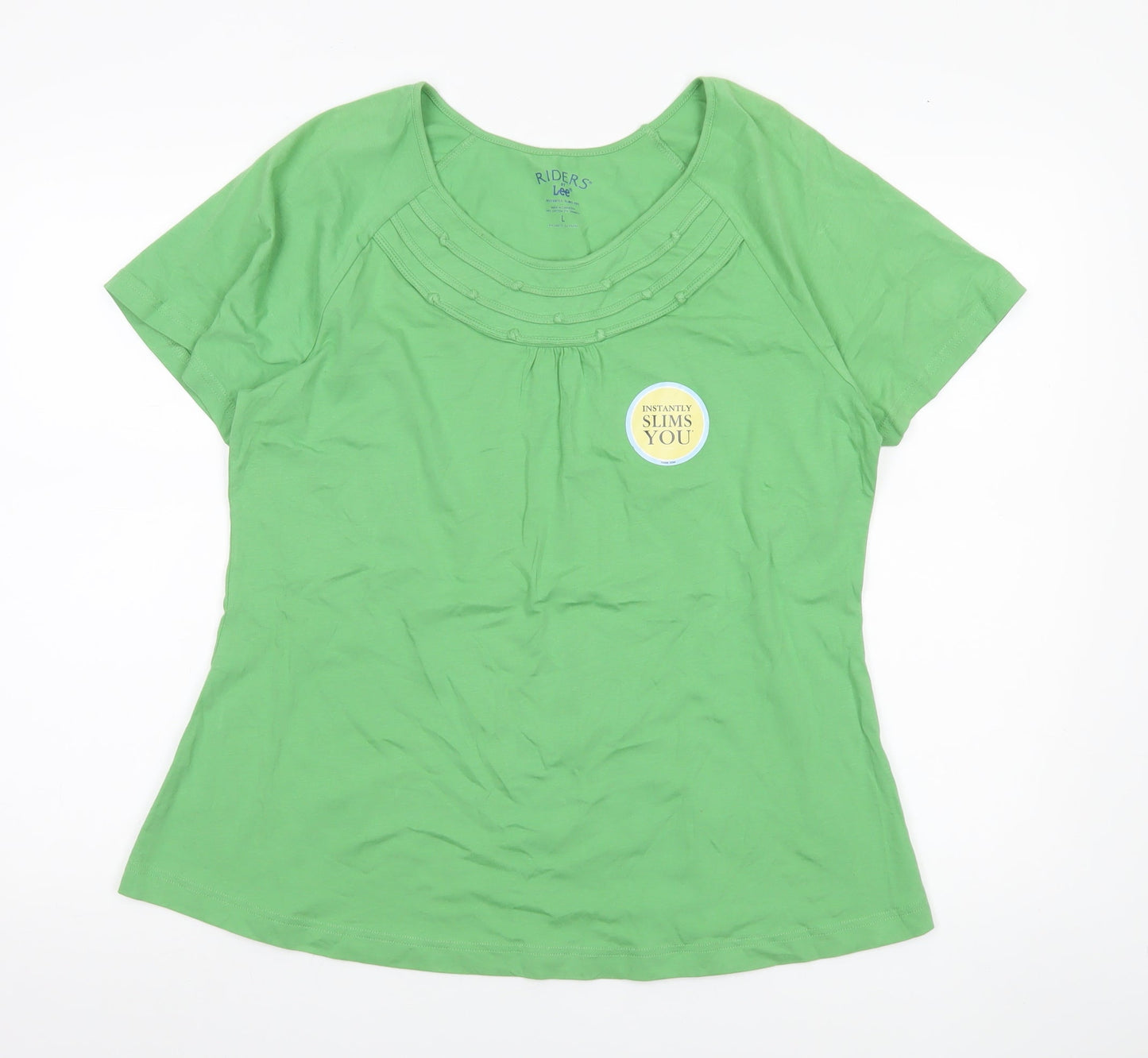 Lee Riders Women's Green L Slimming T-Shirt Short Sleeve Scoop Neck