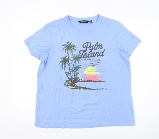 Regatta Womens Blue Palm Island T-Shirt UK 16 Summer Holiday Top