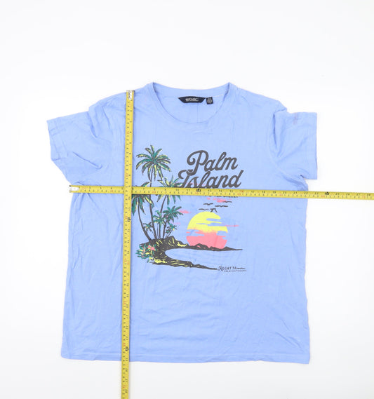 Regatta Womens Blue Palm Island T-Shirt UK 16 Summer Holiday Top