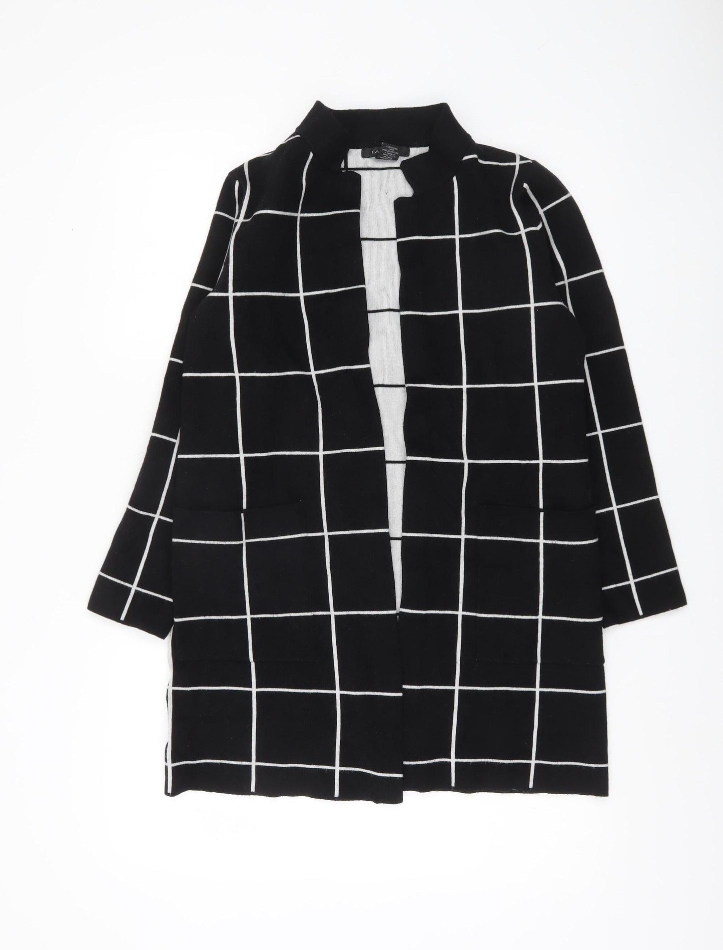 Tahari Womens Black Check Longline Cardigan UK S Workwear Knit