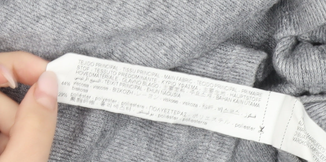 Zara Women’s Grey S V-Neck Button Knit Cardigan Jumper