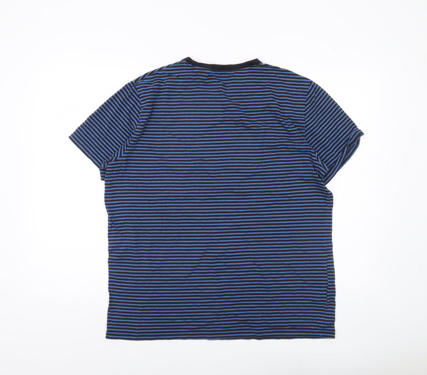 Fred Perry Men’s Blue Striped Crew Neck Cotton T-Shirt Size L