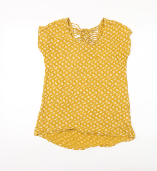 Fat Face Women’s Yellow Floral Tunic T-Shirt Size 8 Summer Casual