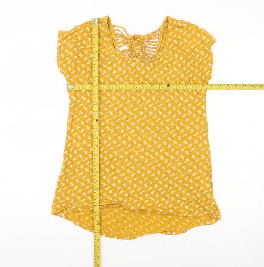 Fat Face Women’s Yellow Floral Tunic T-Shirt Size 8 Summer Casual