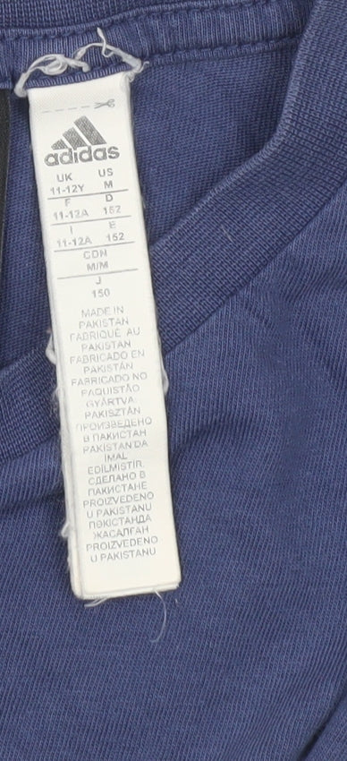 Adidas Boys Blue 11-12 Years Short Sleeve Logo T-Shirt