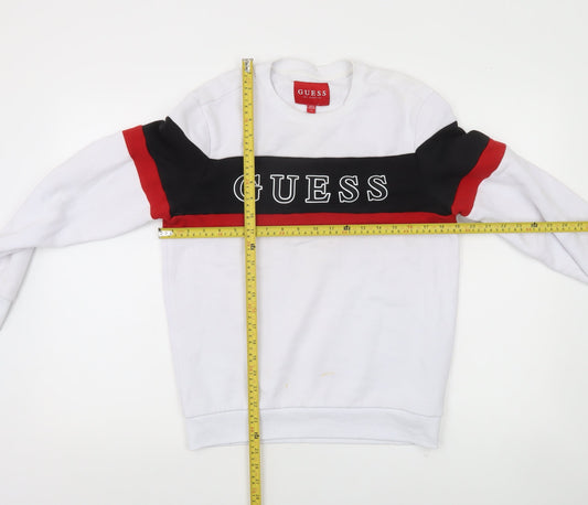 Guess Womens White Colourblock Logo Sweatshirt XS