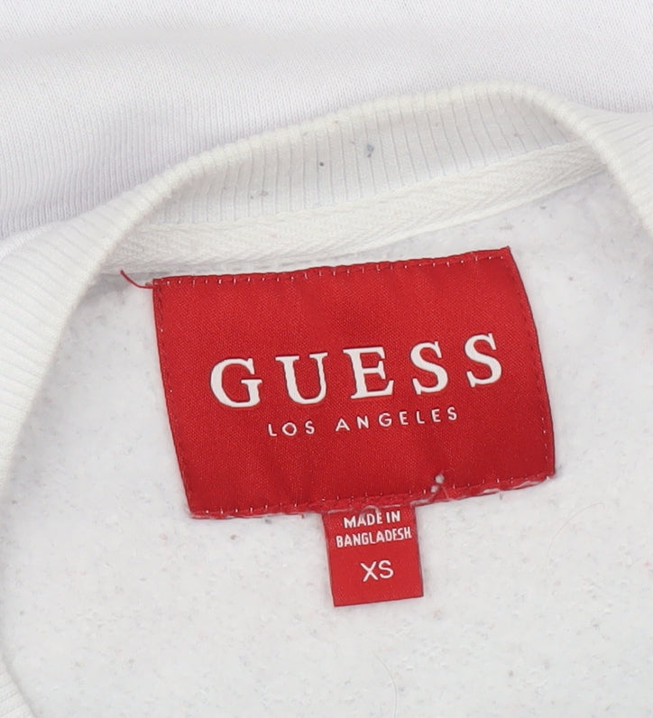 Guess Womens White Colourblock Logo Sweatshirt XS