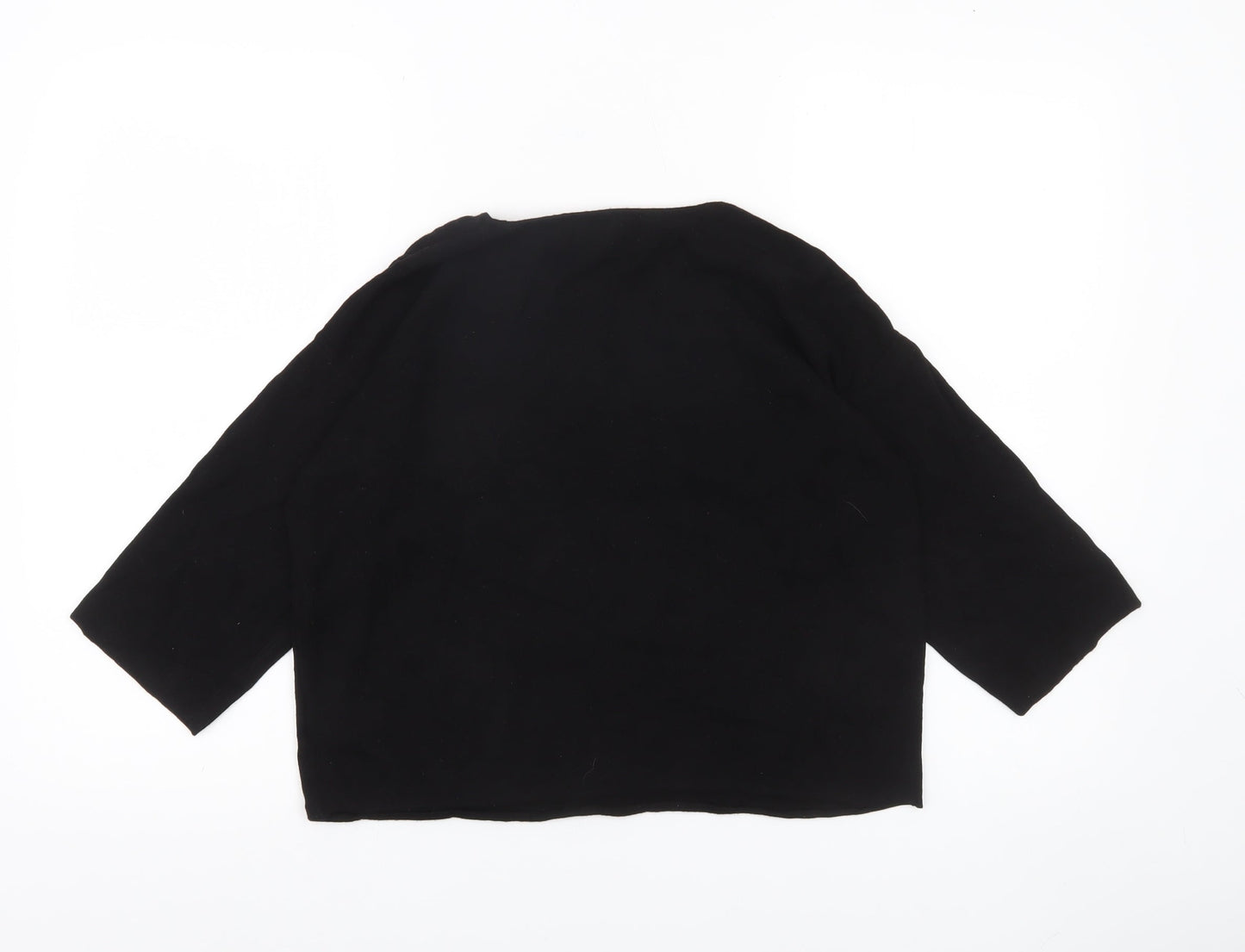 Next Womens Black Sequin Jumper Size 12 Crew Neck 3/4 Sleeve
