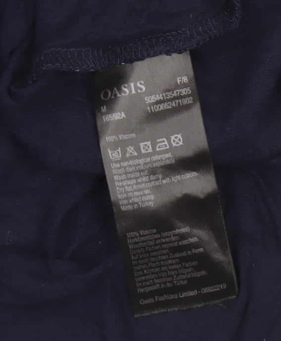 Oasis Womens Blue Seahorse Embroidered Cropped T-Shirt M