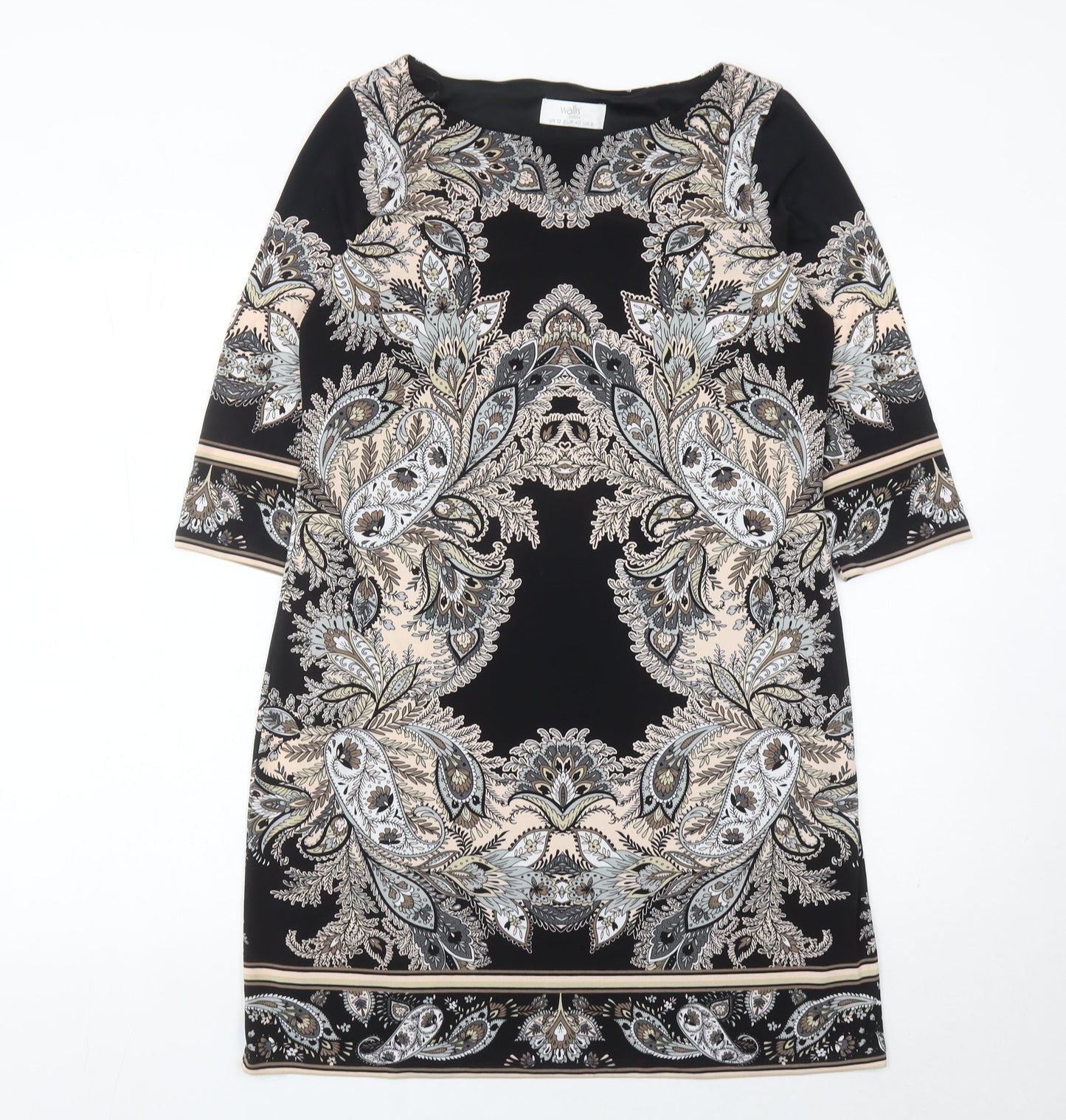 Wallis Petite Women’s Black Paisley Sheath Dress Size 12