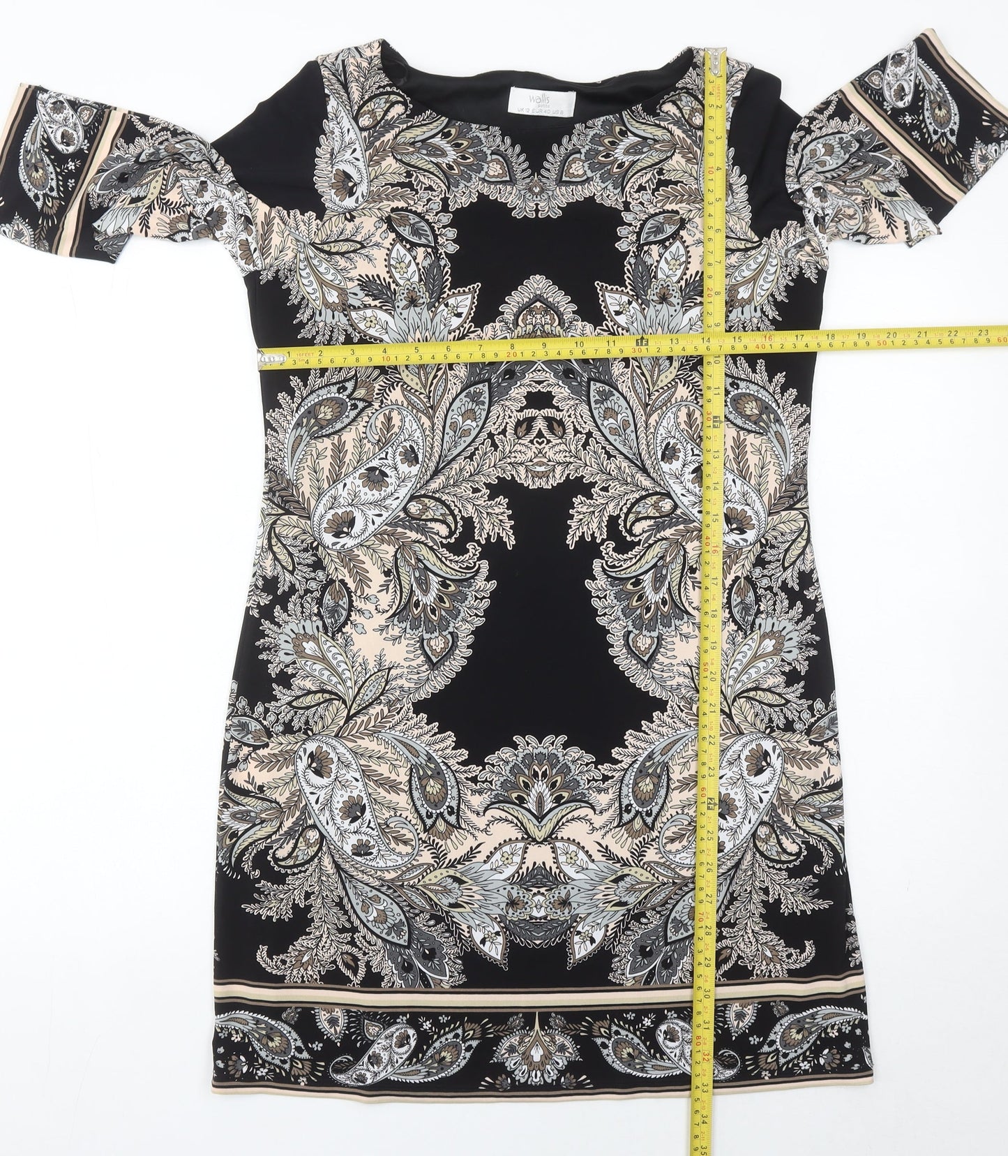 Wallis Petite Women’s Black Paisley Sheath Dress Size 12