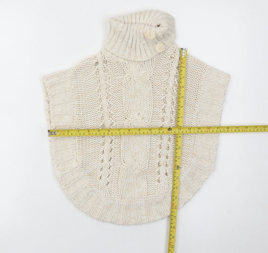 Matalan Girls Ivory Knit Cape Jumper Age 3 Years Roll Neck Button Detail