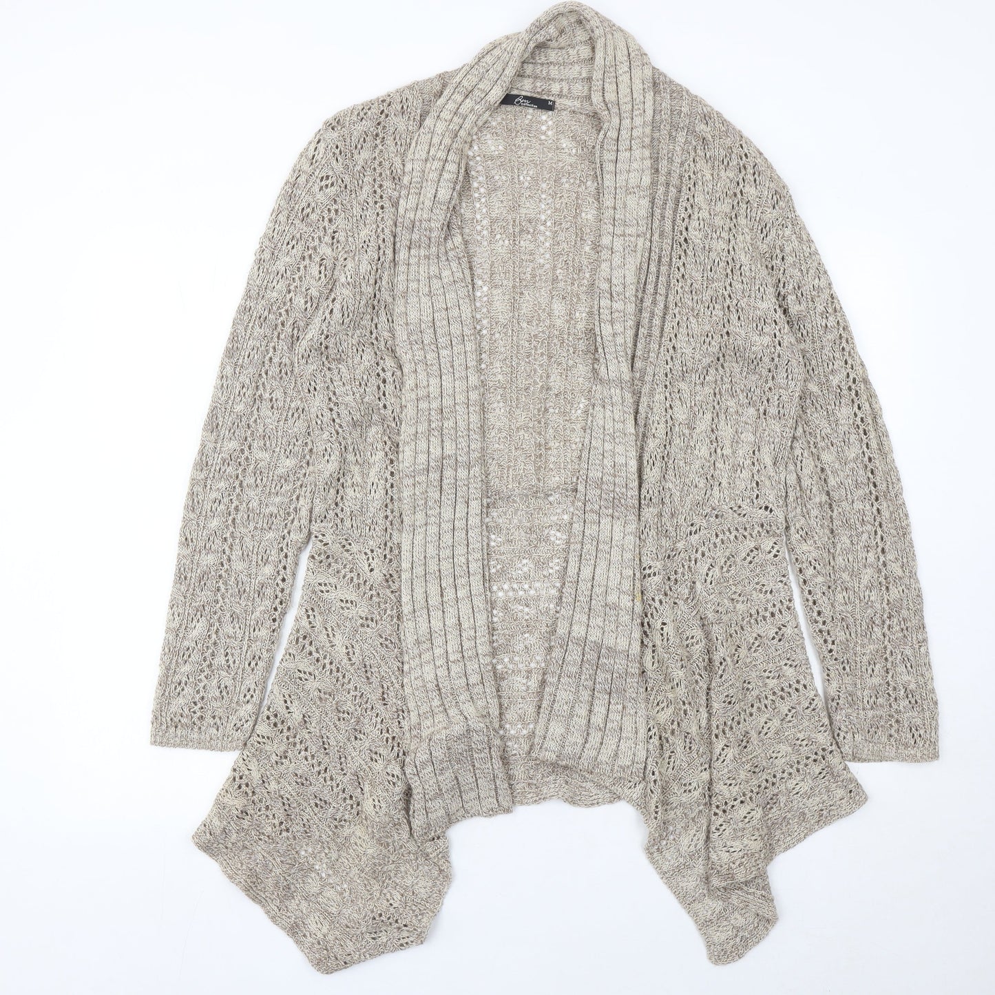 BM Collection Womens Beige Open Knit Cardigan M Regular