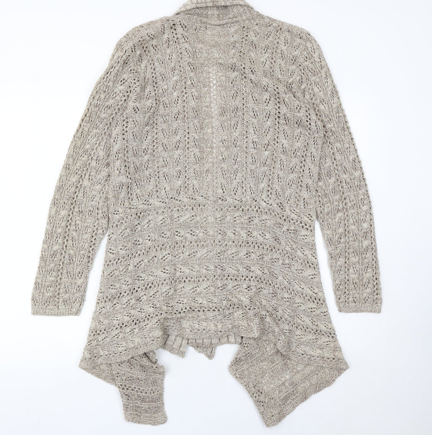 BM Collection Womens Beige Open Knit Cardigan M Regular