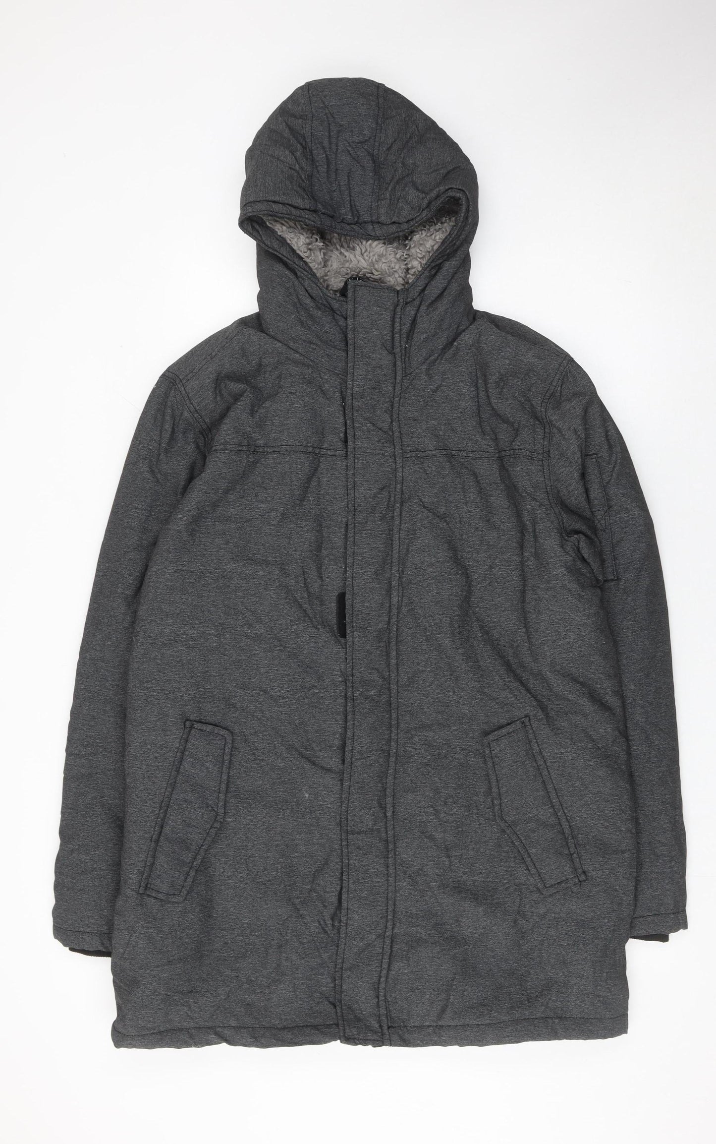 Avenue Men’s Grey Hooded Parka Coat Medium 39-41in Insulated Winter