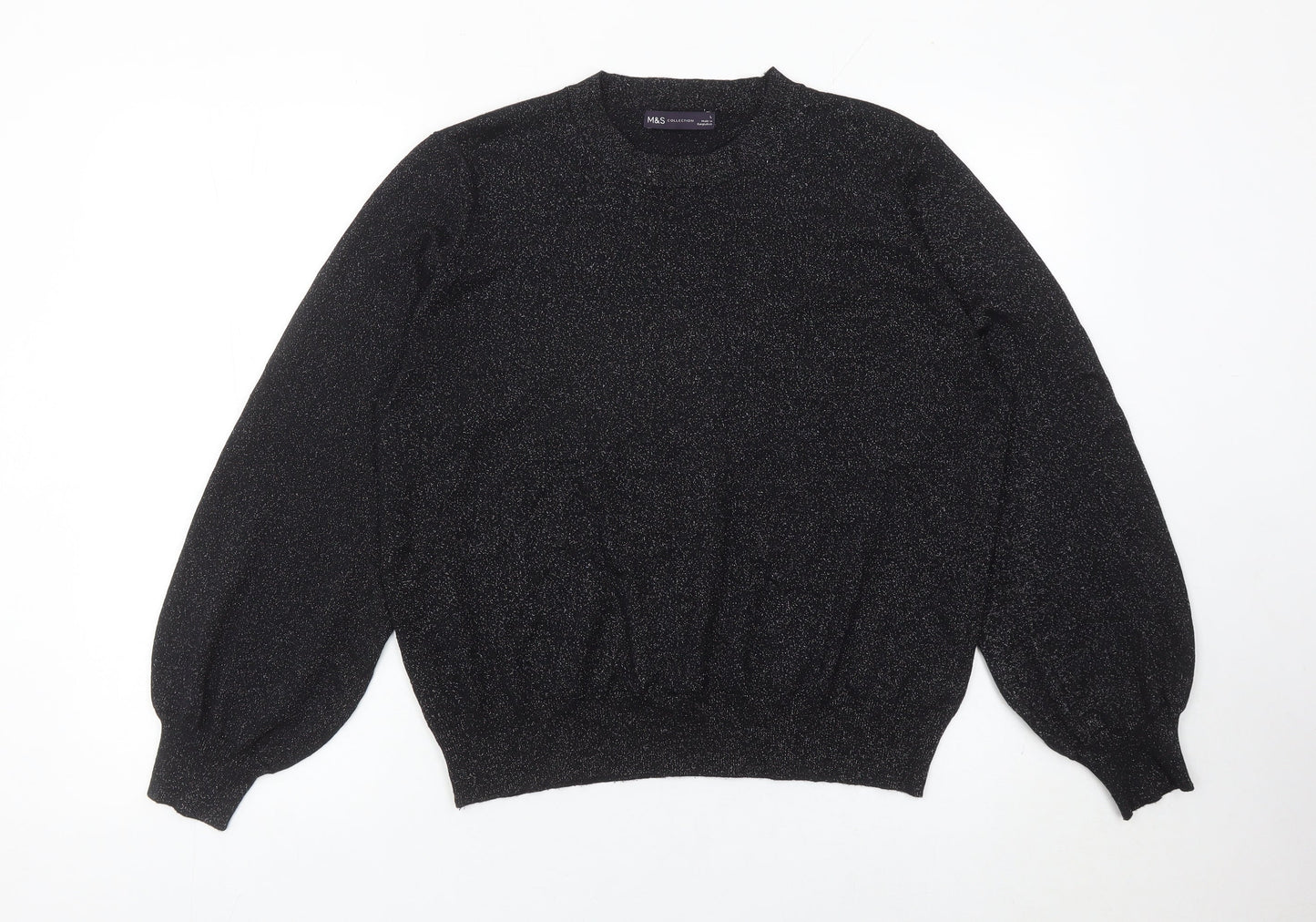 Marks and Spencer Womens Black Glitter Pullover Jumper L