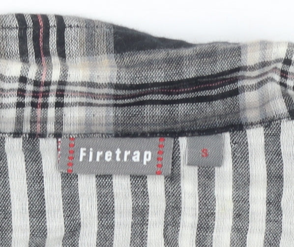 Firetrap Womens Black Check Shirt Dress Size S Belted Casual