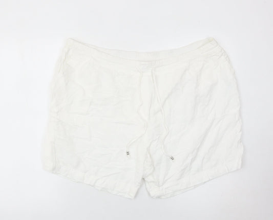 Julipa Womens White Plus Size 26 Regular Fit Drawstring Summer Shorts