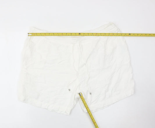 Julipa Womens White Plus Size 26 Regular Fit Drawstring Summer Shorts