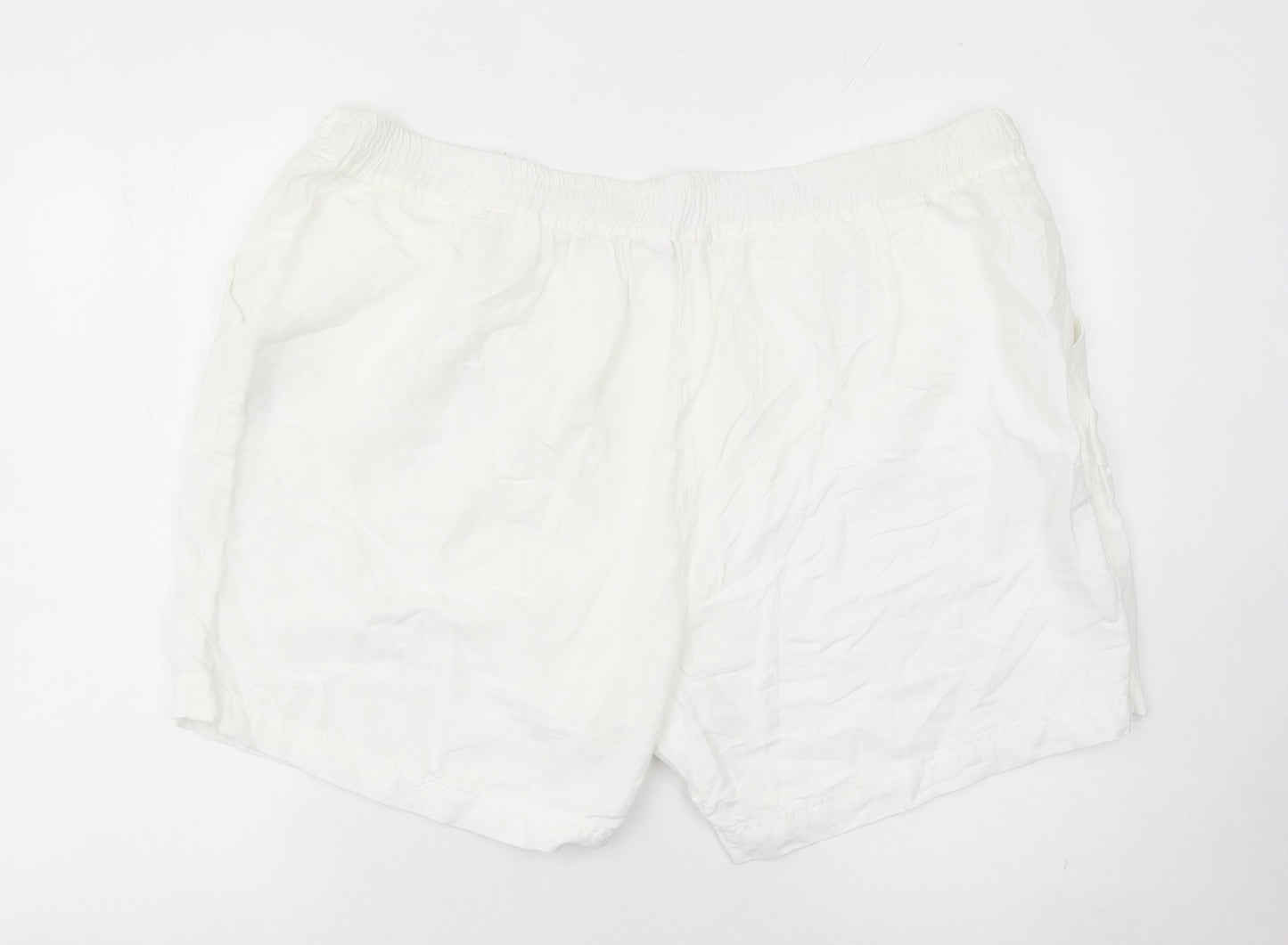 Julipa Womens White Plus Size 26 Regular Fit Drawstring Summer Shorts
