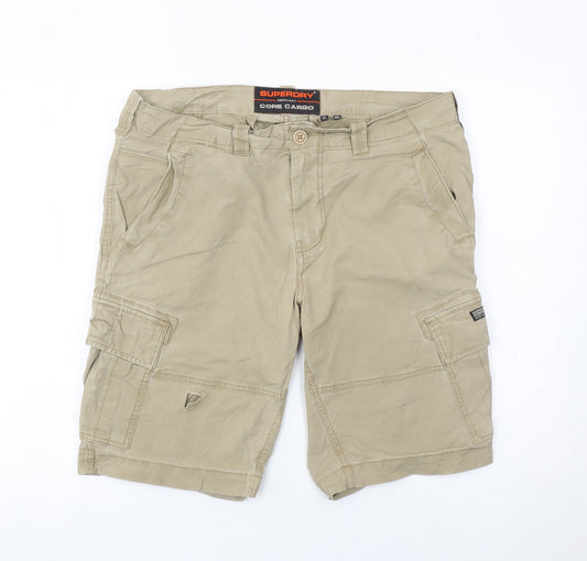 Superdry Men’s Beige Cargo Shorts Size 36 Regular Belted Pockets