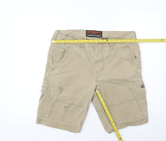 Superdry Men’s Beige Cargo Shorts Size 36 Regular Belted Pockets