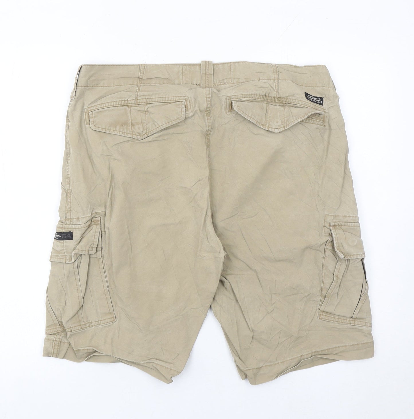 Superdry Men’s Beige Cargo Shorts Size 36 Regular Belted Pockets