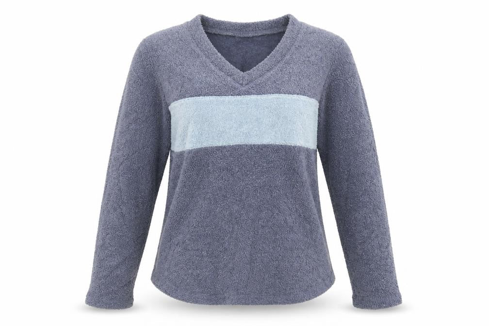 Active Women’s Blue V-Neck Pullover Sweatshirt UK 8 Polyester Viscose