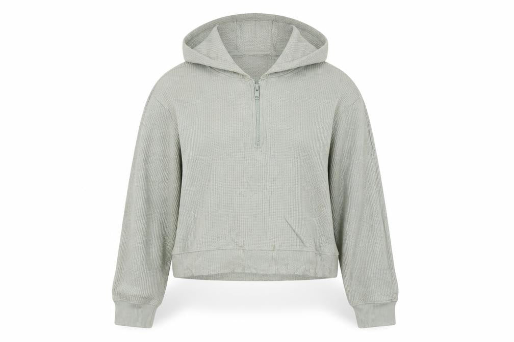 Threadbare Women’s Green Hoodie Size 10 Cotton 1/4 Zip Pullover