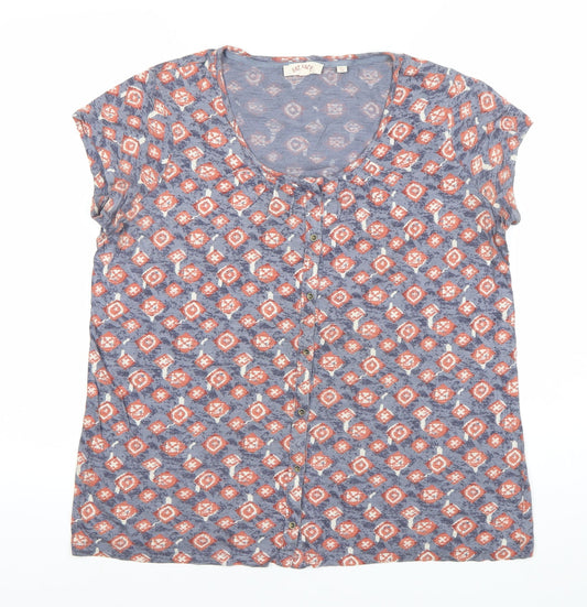 Fat Face Womens Multicoloured Geometric Button Up Top Size 12