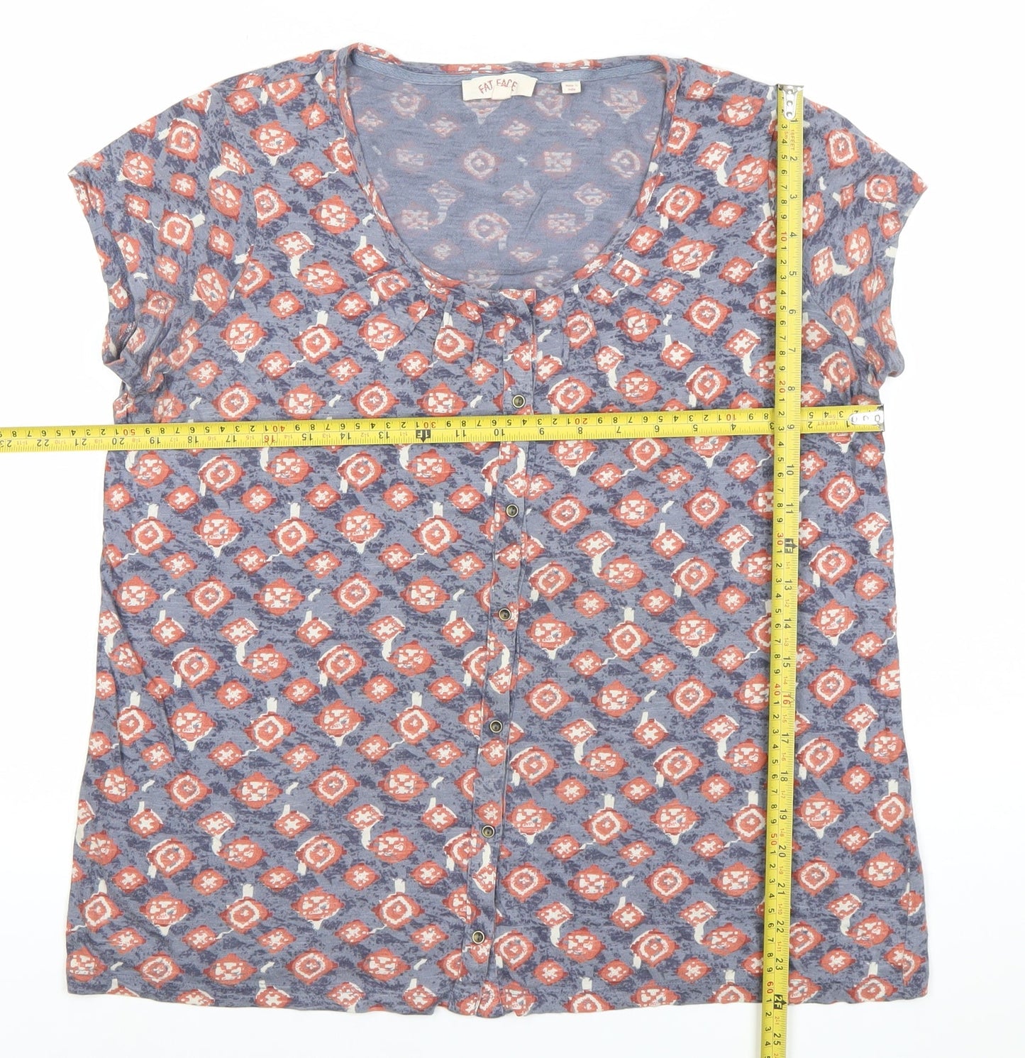 Fat Face Womens Multicoloured Geometric Button Up Top Size 12