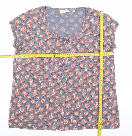 Fat Face Womens Multicoloured Geometric Button Up Top Size 12