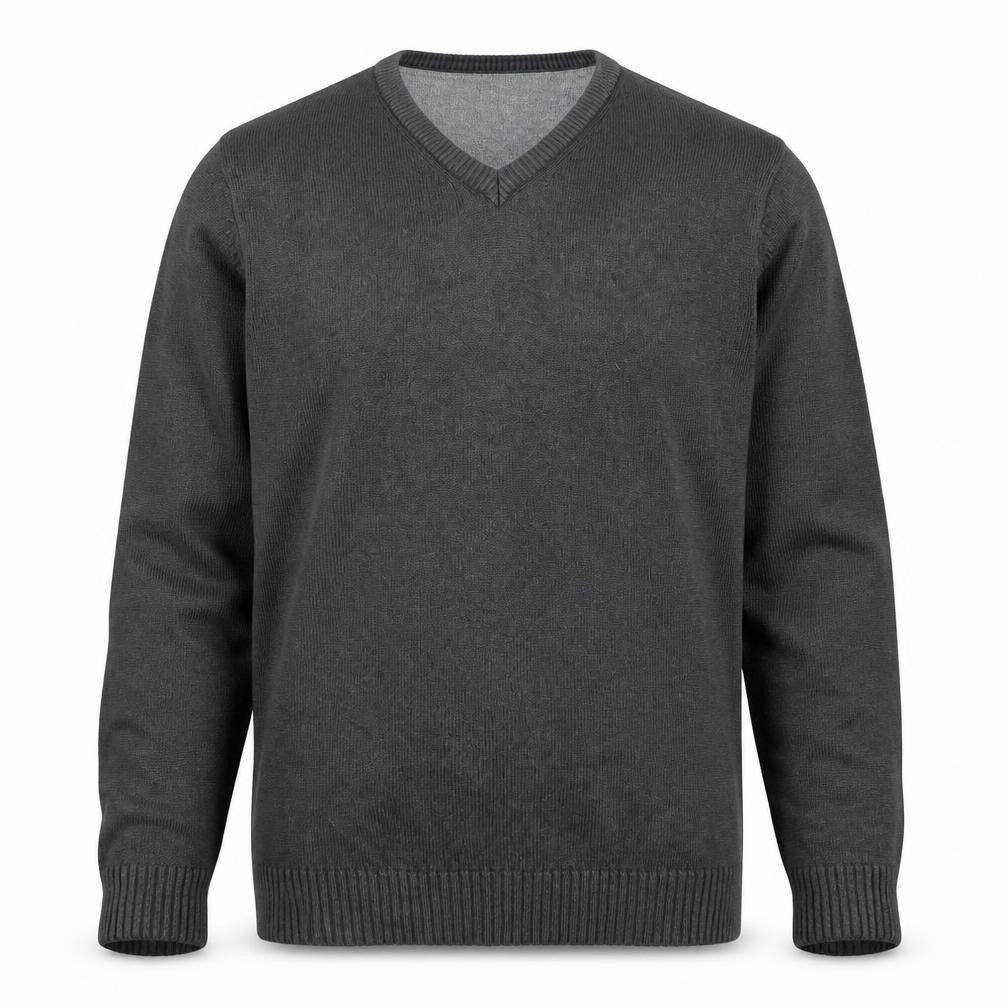 Maine New England Mens Grey Cotton V-Neck Jumper Size M