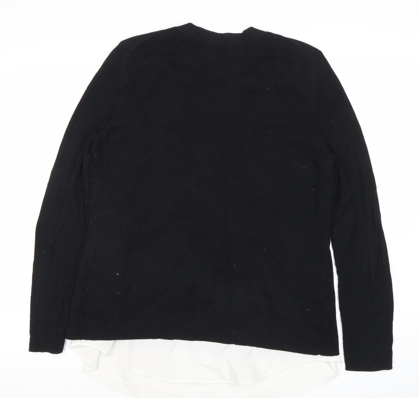 Ted Baker Womens Black Jumper Size 12 Cotton Blend Crew Neck