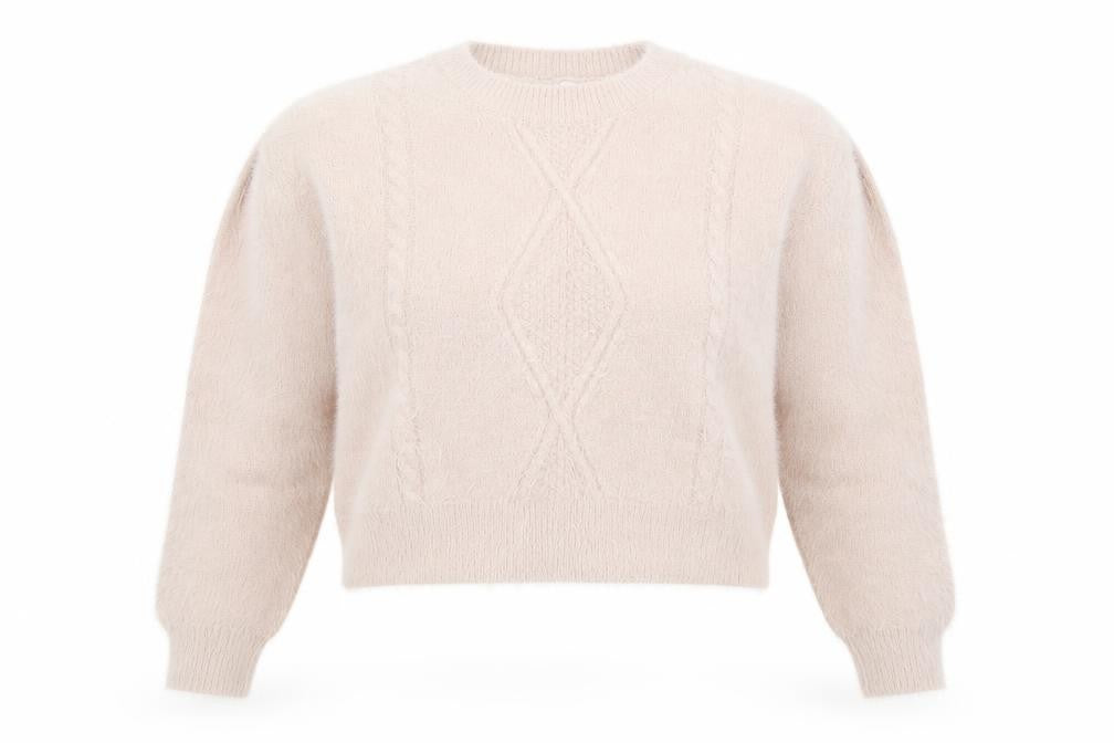 H&M Divided Women’s Pink Crew Neck Cable Knit Pullover Jumper Size S