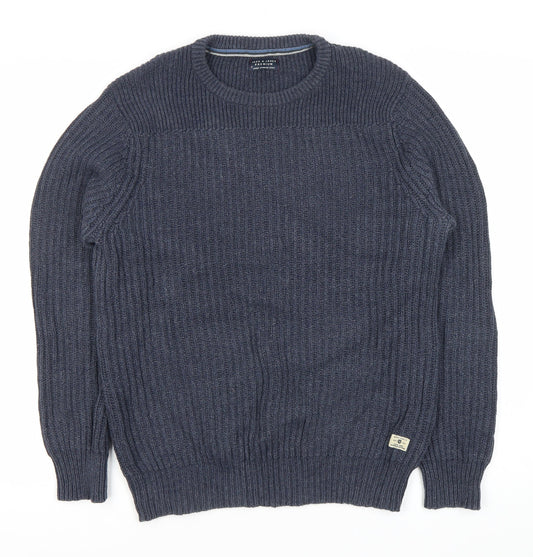 Jack & Jones Men’s Blue Chunky Knit Crew Neck Jumper Size M